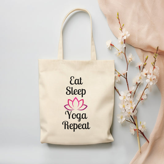 Eat, Sleep, Yoga, Repeat, Cotton Canvas Tote Bag