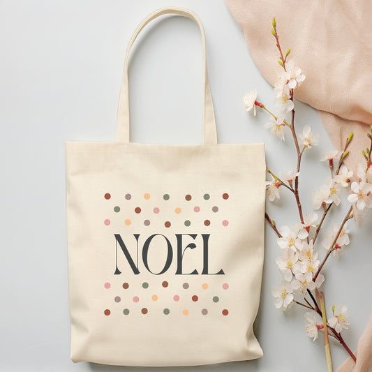 Noel Tote, Christmas Tote Bag, Cotton Canvas Tote Bag, Christmas Gift, Holiday Gift, Womens Gift, Holiday Tote, Shopping Bag, Christmas Bag