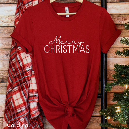 Merry Christmas Tee, Womens Gifts, Holiday Clothing, Christmas Tee, Holiday Crewneck, Christmas Gift, Casual Festive Wear, Simple Christmas