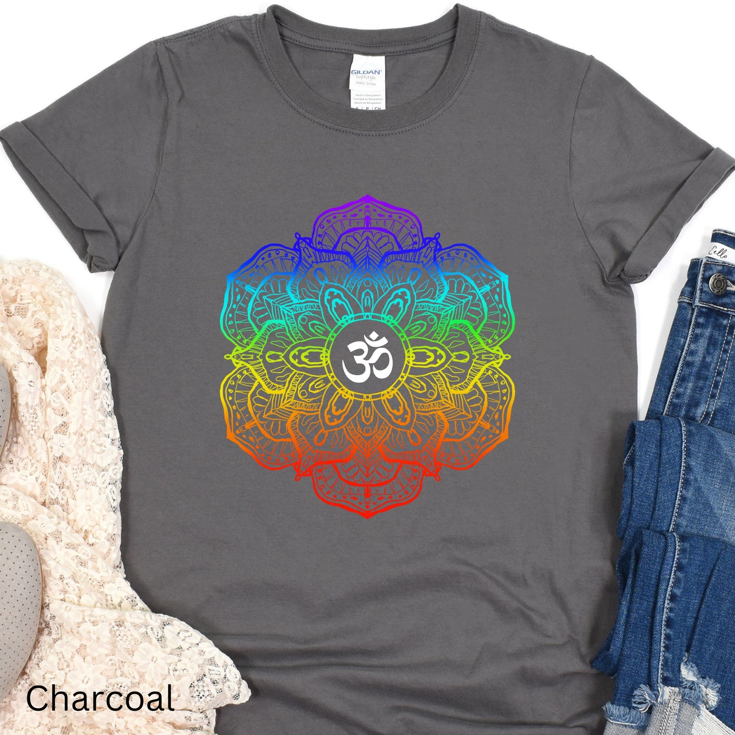 Chakra Lotus Flower T-Shirt, Casual Wear, Travel Merchandise, Fun Chakra Tee, Womens Apparel, Gifts for Her, Cute Yoga Clothes, Yoga Style