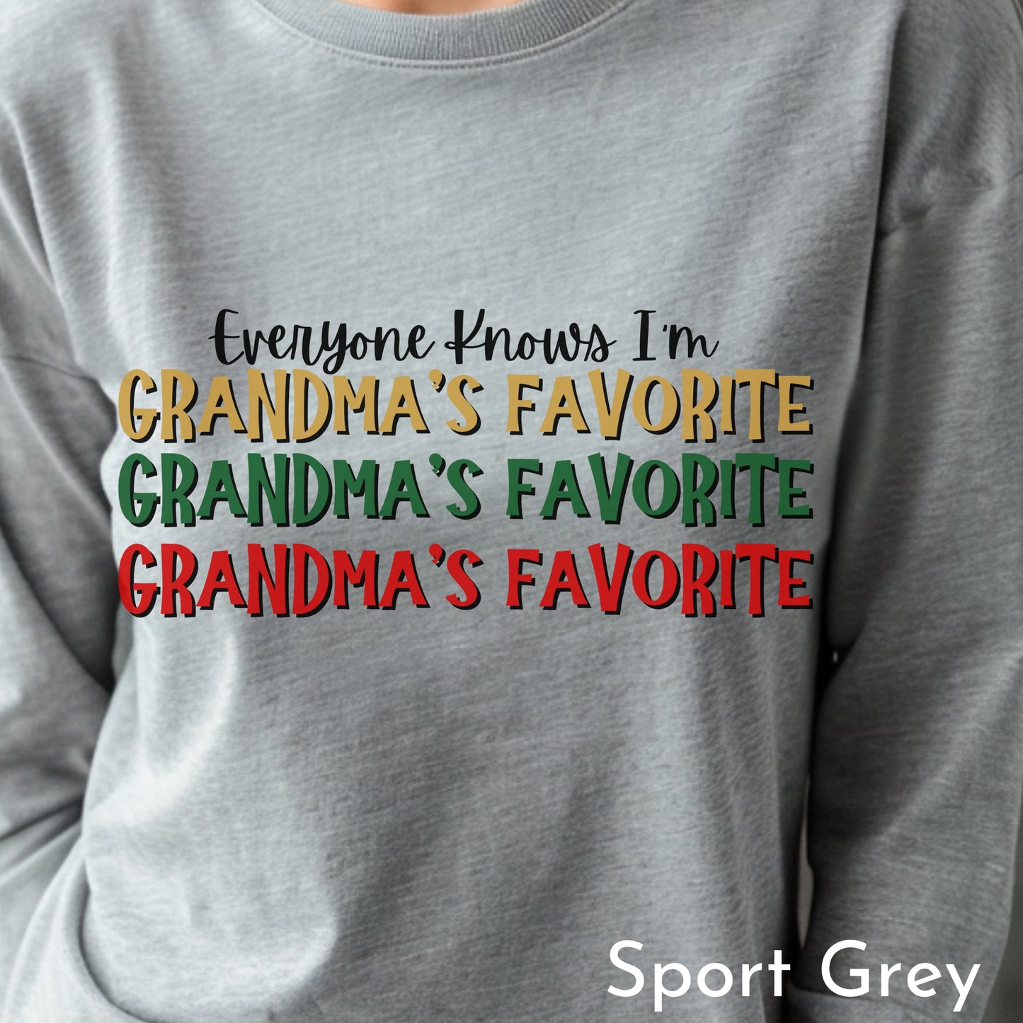 Grandmas Favorite Shirt, Womens Gifts, Holiday Clothing, Cute Long Sleeve, Christmas Gifts, Grandkid Gift, Mens Gift, Casual Festive Wear