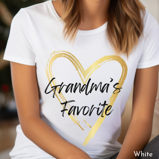 Grandmas Favorite Shirt, Womens Gifts, Holiday Clothing, Cute Short Sleeve, Christmas Gifts, Grandkid Gift, Mens Gift, Casual Festive Wear