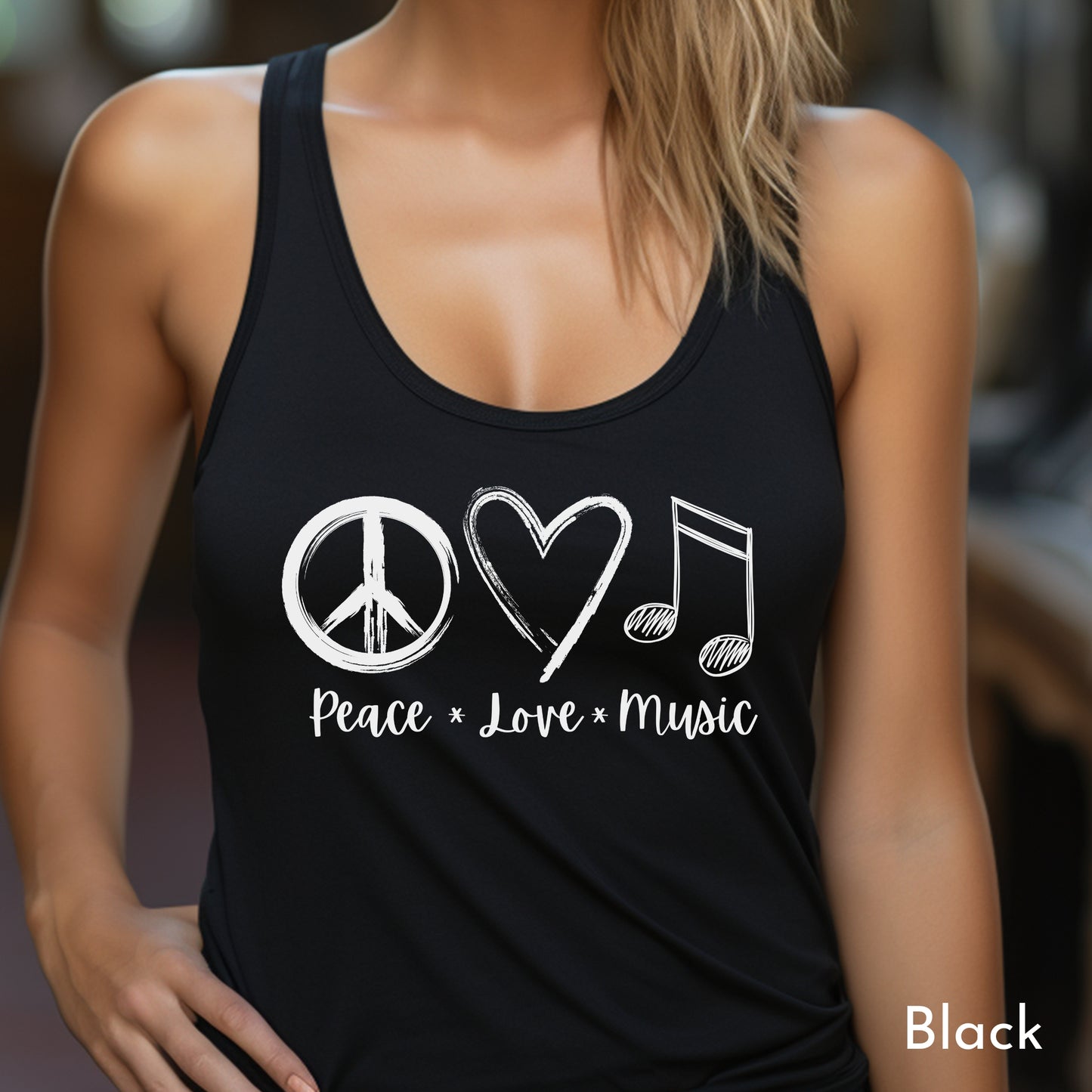 Peace Love Music Tank, Gifts for Music Lovers, Music Festival Attire, Concert Tank Top, Womens Tank, Gifts for Her, Gifts for Music Fans