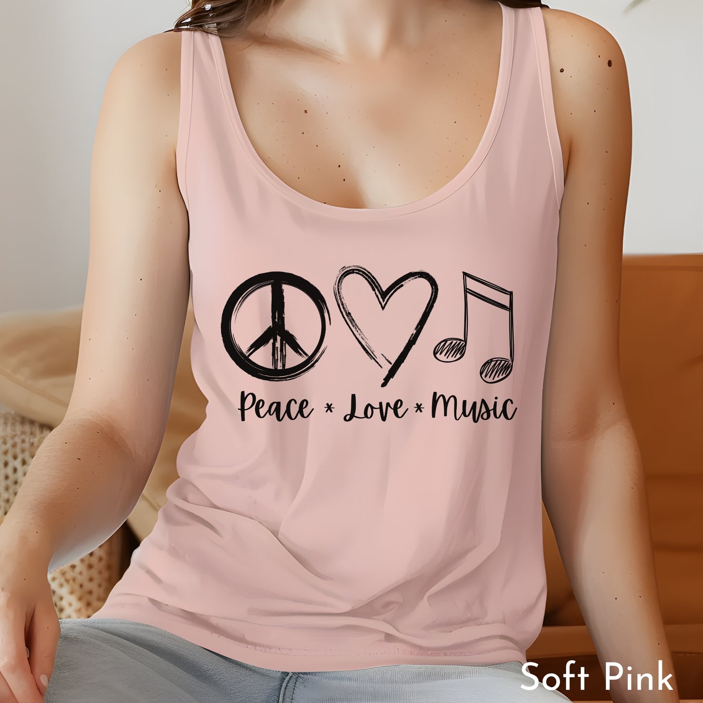 Peace Love Music Tank, Gifts for Music Lovers, Music Festival Attire, Concert Tank Top, Womens Tank, Gifts for Her, Gifts for Music Fans