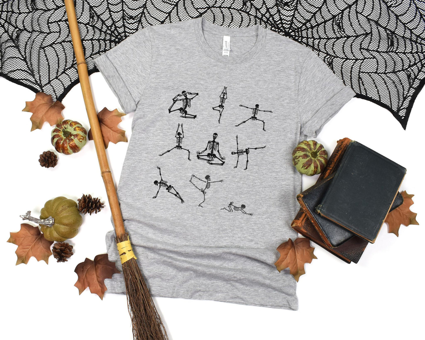 Skeleton Yoga Tshirt, Jersey Short Sleeve Tee, Womens Clothing, Skeleton Tshirt Cute Yoga Halloween Shirt, Halloween Gift, Yoga Gift