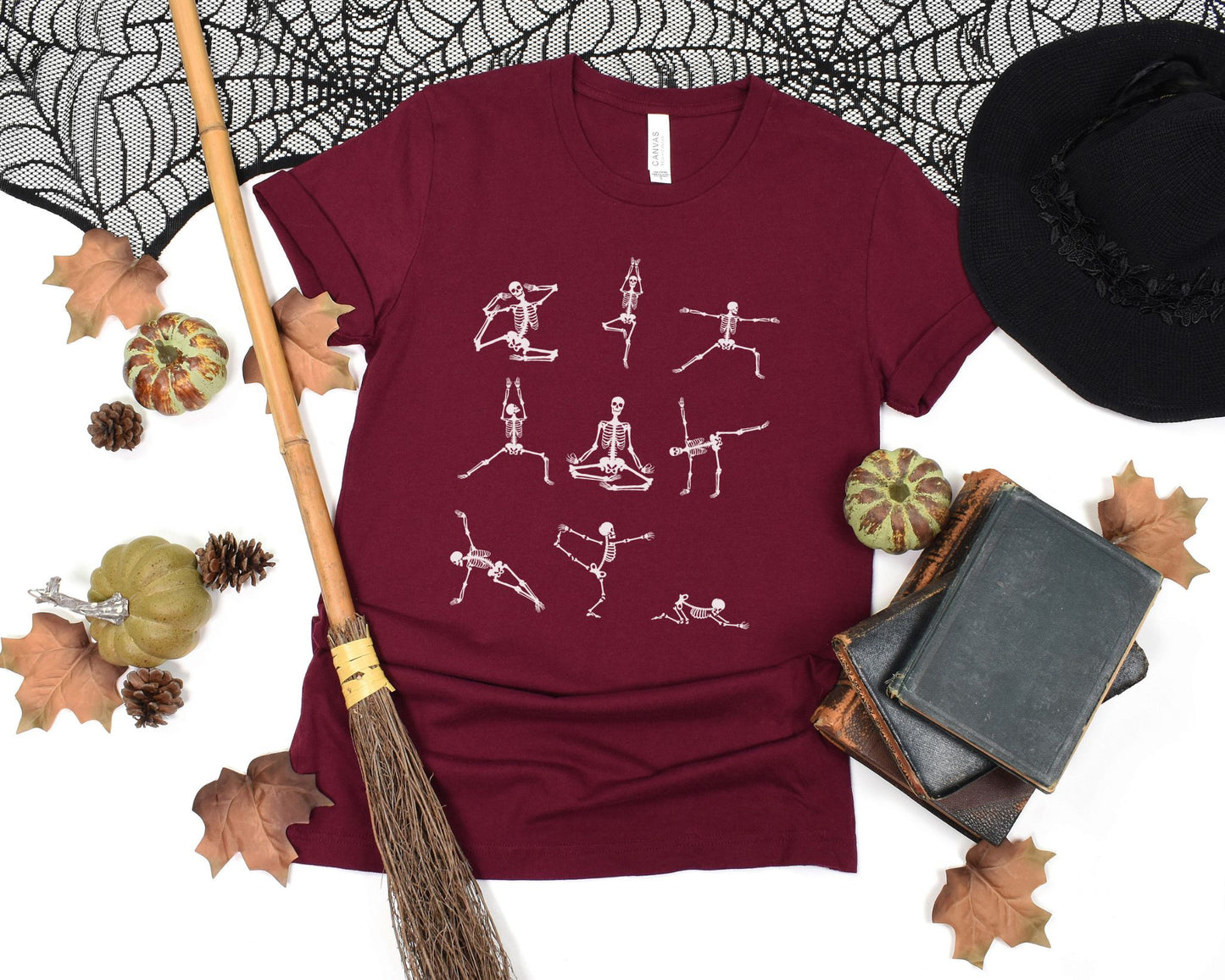 Skeleton Yoga Tshirt, Jersey Short Sleeve Tee, Womens Clothing, Skeleton Tshirt Cute Yoga Halloween Shirt, Halloween Gift, Yoga Gift